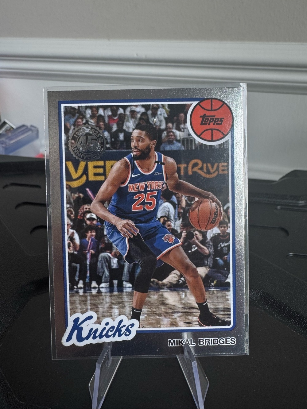 2025 Mikel Bridges Topps NBA Shimmer Silver 45th Anniversary Card. New York